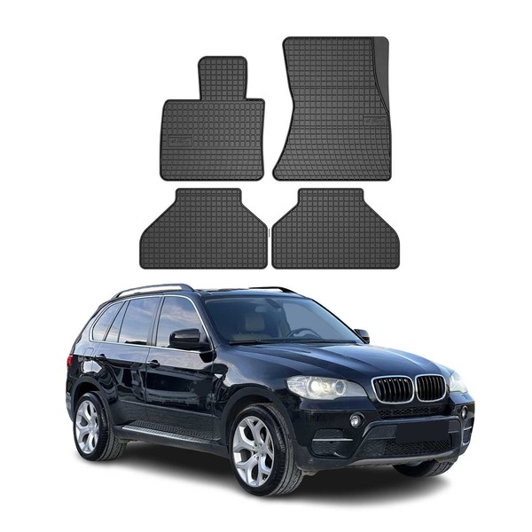 Omac Gummi FußMatten FüR Bmw X5 2006-2013 Automatten Gummi Schwarz 4Tlg-image
