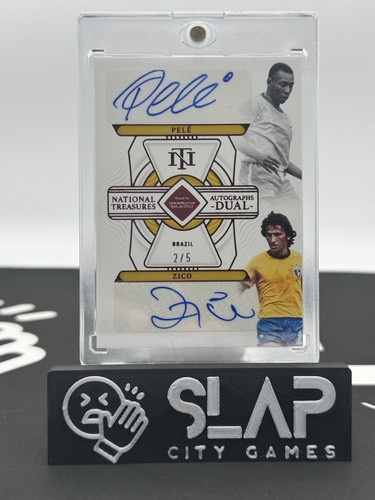 2022 PANINI NATIONAL TREASURES WORLD CUP PELE ZICO DUAL AUTO CARD /5