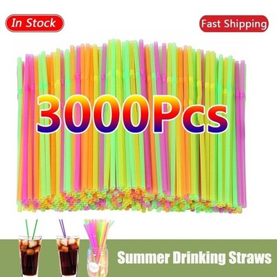 50-3000Pcs Multicolor Drinking Straws Rietjes Milk Tea Bar Party Wedding Kitchen