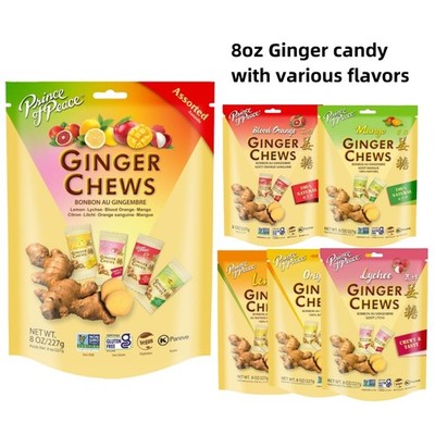 8oz-Assorted,Original,Lemon,Mango Flavors Ginger Chews-Ginger Candy-Soft Sweets