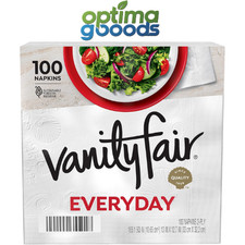 Vanity Fair Everyday Napkins, 1 Pack 100 Count, 2 Ply White Dinner Paper Napkins