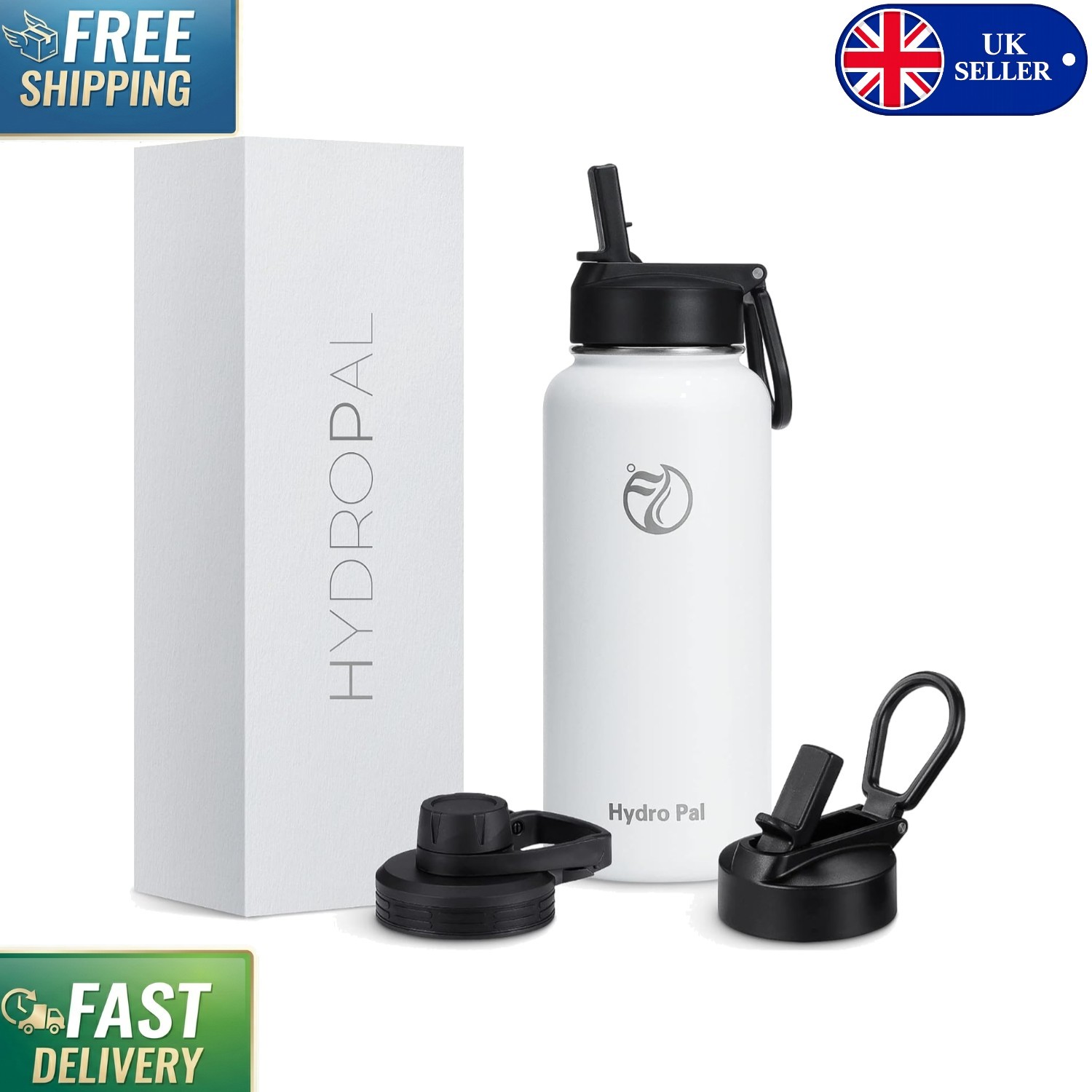 1L Insulated Water Bottle with Straw & Spout Lid - Hot/Cold Retention