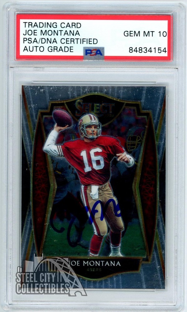 Joe Montana 2020 Panini Select Premier Level Autograph Card #118 PSA/DNA 10