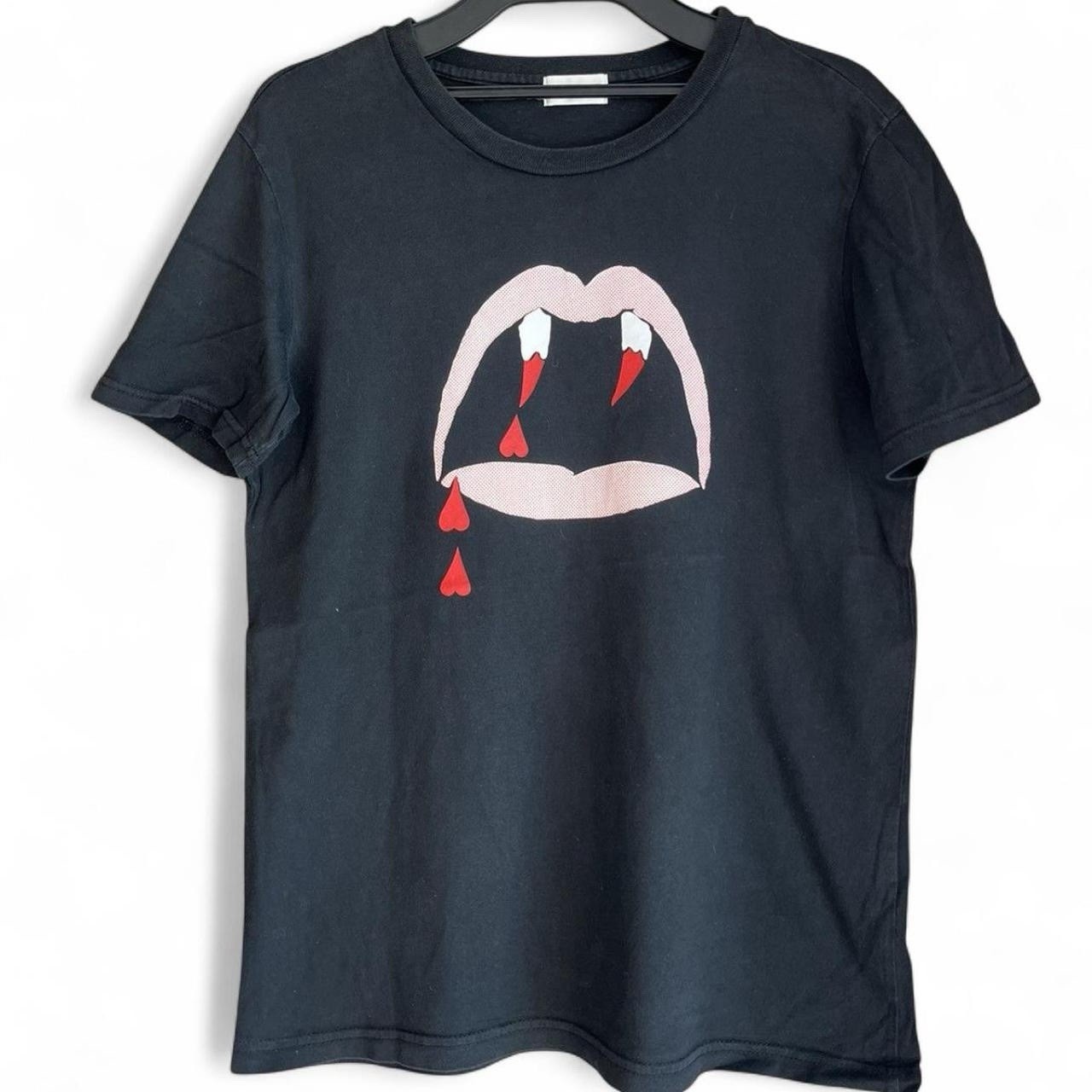 T shirt Saint Laurent Paris denti di vampiro lucentezza sangue taglia L