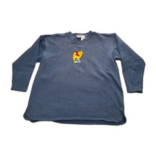 Vintage 90s Winnie The Pooh 100 Acre Disney Sweatshirt XL Large Blue V Neck