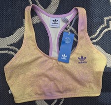 Image of adidas Originals Bliss Lilac Womens Sports Bra Size 8 Gym Training Bnwt Yellow