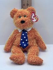 Ty  Pappa  2002 Fathers Day Beanie Baby Orange Bear With Blue Tie