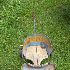 Vintage Metal 3-Wheel Child Tricycle Ride-On Toy, Wooden Grips, Bead, Seat