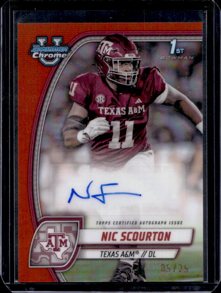 2024 Bowman Chrome U Nic Scourton Prospect Auto Orange Refractor #5/25