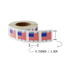 1000 PCS 0.75"x0.75" Made In USA Labels American America Flag Adhesive Stickers
