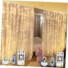 300LED Fairy Curtain Lights, 9.8x9.8Ft USB Plug-in 8 Modes Christmas String