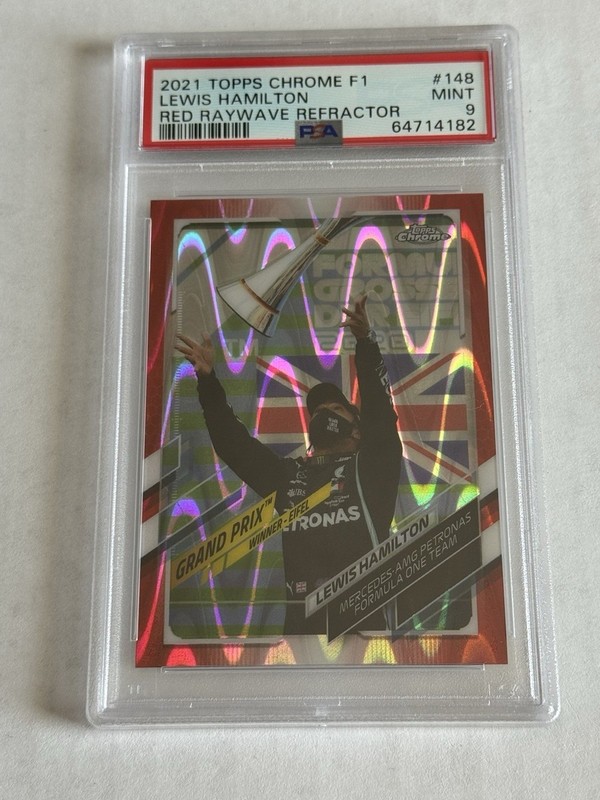 2021 Topps Chrome F1 Lewis Hamilton #148 Red Raywave Refractor 4/5 PSA 9 Mint