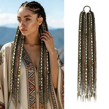 24" Boho Braided Ponytail Extension with Hair Ties, Hand-braided fashionable ...