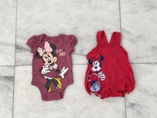 Disney Baby Bodysuits Set Of Two Minnie Mouse Pink Red 0-6 Months NWOT