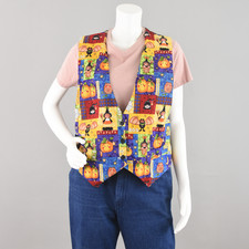Vintage Halloween Vest, Owls Witches Pumpkins Waistcoat, Women's Medium - Large