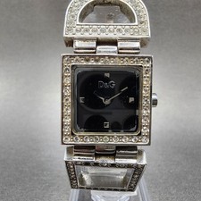 Dolce & Gabbana Tank Watch Women 21mm Black Dial Steel Crystal Accent New Batt