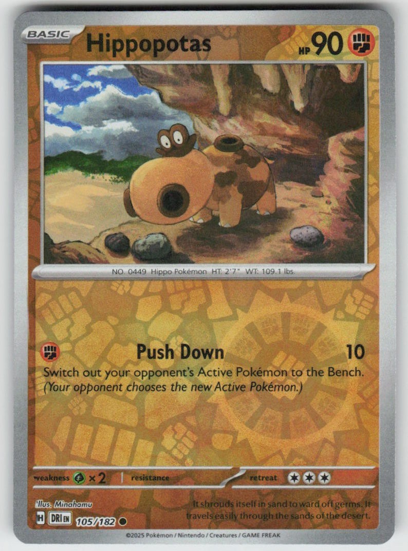 Hippopotas 105/182 Common Destined Rivals Pokemon Reverse Holo Near Mint