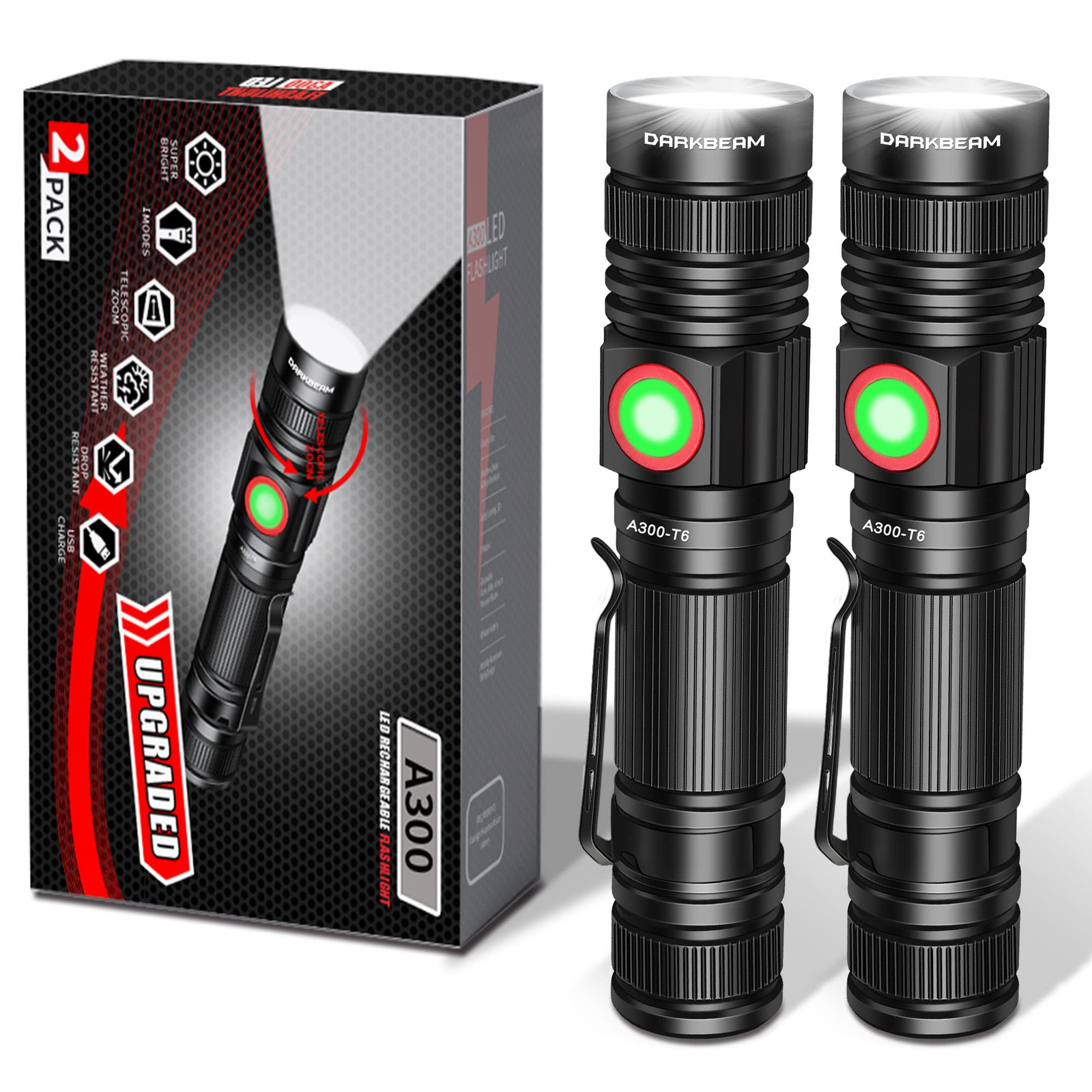 2000-Lumen USB Rechargeable LED Flashlight Compact and Bright Pocket Light