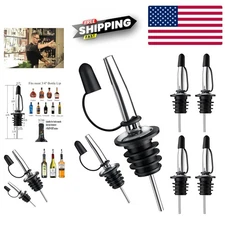 Stainless Steel Liquor Bottle Spouts Six Pack with Dust Caps for Precise Pouring