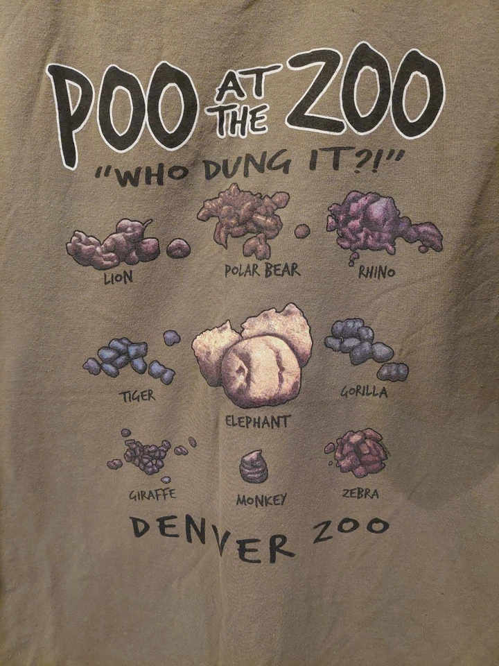Vintage Denver Zoo XL Shirt Funny Poo At The Zoo - Who Dung It - VTG Joke Tee - Image 2 of 4