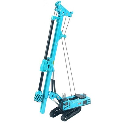Blue 1/64 Alloy Rotary Drilling Rig Crawler Excavator Vehicle Simulation Model C