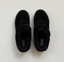 Skechers Black Go Walk Memory Form Fit Slippers/Sz 8/Faux Fur Trim  Lining/NEW 