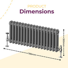 Traditional 2 Column Radiator Vertical Horizontal Rad Cast Iron Style White Grey