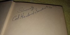 Col. Harland Sanders Signed - Death of A Nation by Clifford Dowdey Signed 1st Ed