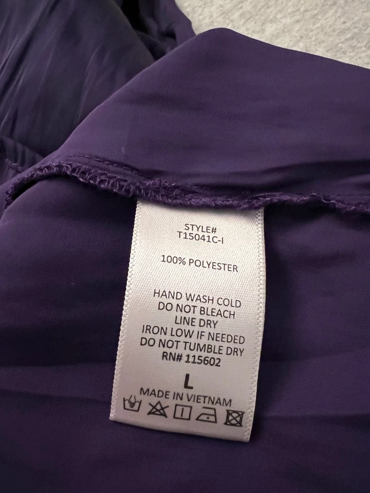 Blusa túnica exuberante para mujer grande púrpura cuello en V manga larga oficina informal suelta Foto 4 de 4