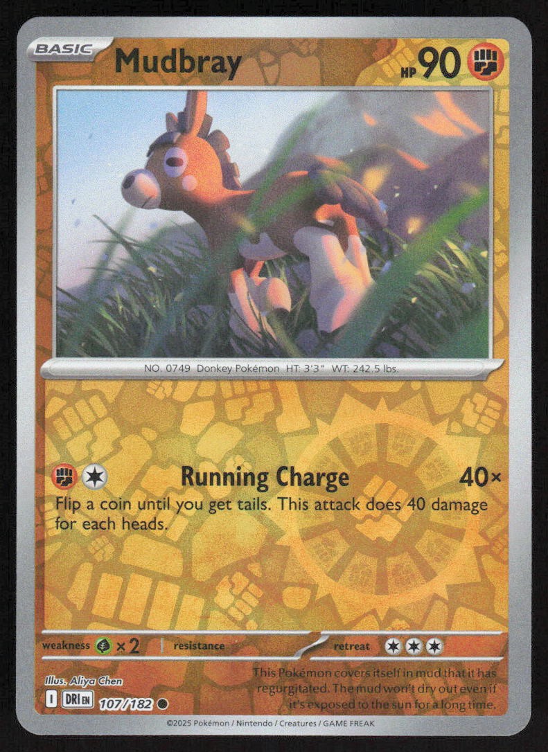 Mudbray Reverse Holo 107/182 NM SV10: Destined Rivals Pokemon Card