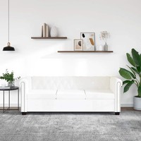 Vidaxl Chesterfield-Sofa 3-Sitzer Kunstleder Weiß Neu