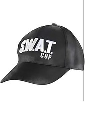 Black  White SWAT Cop Baseball Cap Hat - One Size - Unisex - Adjustable