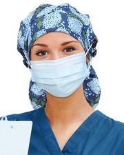 Satin Lined Scrub Cap Women Extra Large Long Hair Surgical Nurse 4 Buttons