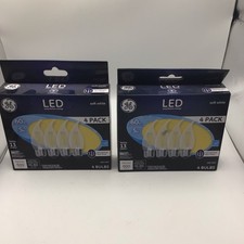 2 pack Of 4 GE LED Soft White 60W 5W 500 Lumens CLEAR Finish Dimmable. Bent Tip