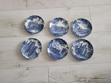 Set Of 6 Enoch Wedgwood Tunstall Royal Homes of Britain Coaster /Pin dishes Blue