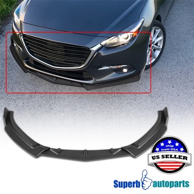 Fit 2014-2018 Mazda 3 Black Front Bumper Lip Spoiler Splitter Body 3-Piece Style