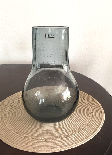 LIBERA TSCHECHISCHE MODERNE KUNST DICKE GLASVASE RAUCHGRAU 11,5" STRAUSS HIP DEKO CHIC - Bild 4 von 10