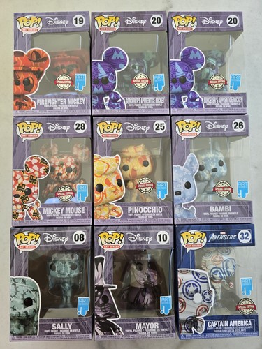 Funko Pop! -Art Series - Mickey, Captain America, Sally, Mayor, Bambi, Pinocchio