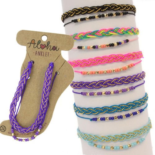 Pulsera al tobillo con cordón dama cuentas de cristal pie ajustable playa - 50 ESTILOS - Imagen 3 de 159