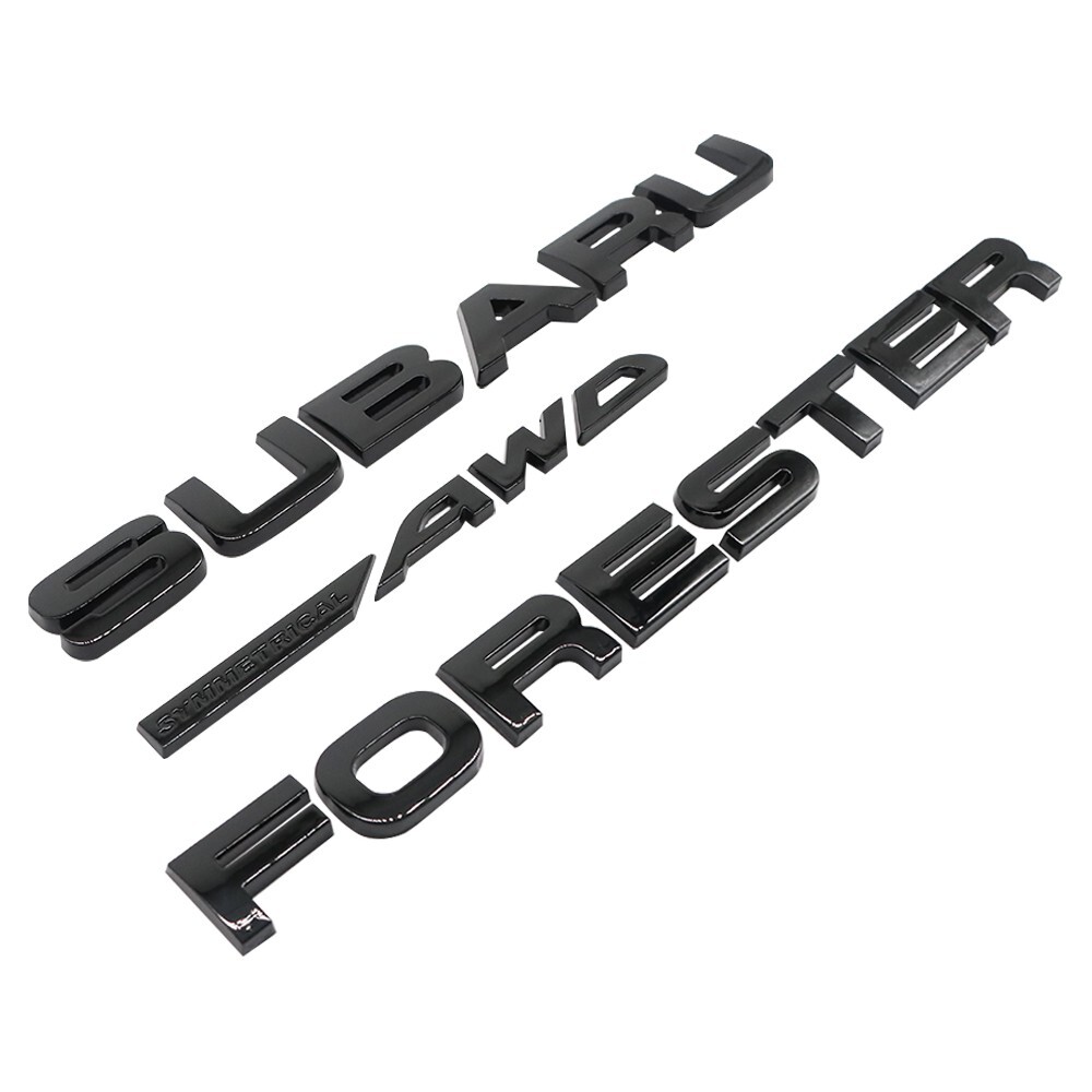 For Forester Car Rear Trunk AWD Emblem Sticker Decal Gloss Black Letters Emblem