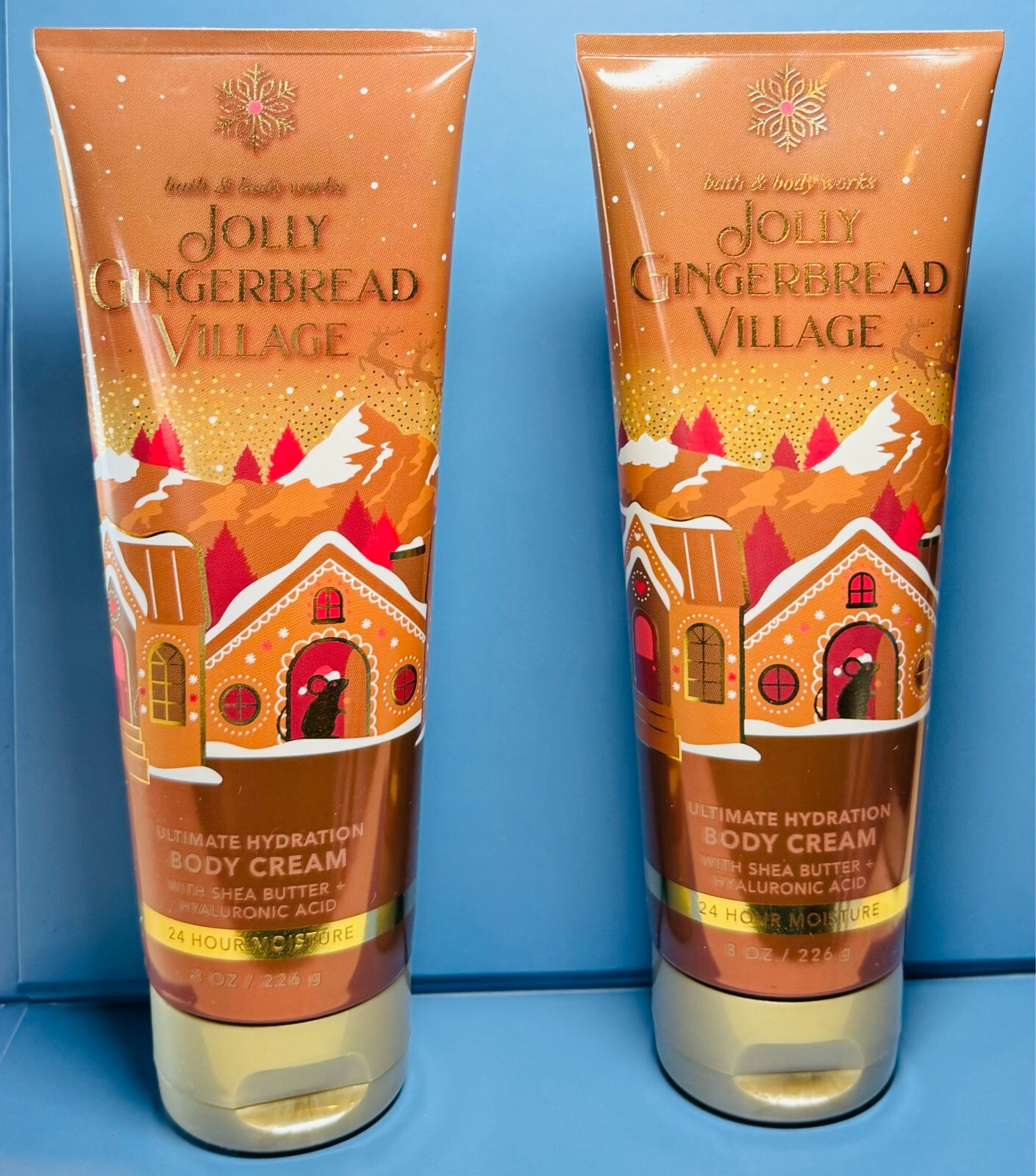 NEW Bath & Body Works Jolly Gingerbread Village 2X Body Cream FREE SHIP