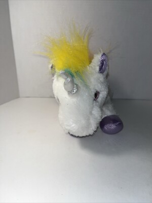 Aurora White Rainbow Unicorn Plush Sparkle Eyes Purple Feet Stuffed Animal EUC