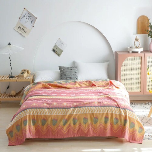 1pc 100% Cotton Blanket Jacquard Bed KidsBlankets Breathable Plaid SofaTowel - Bild 28 von 32