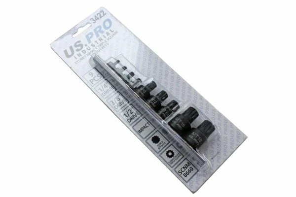 US Pro 9 Piece 1/4'' 3/8'' 1/2'' DR Stubby Impact Triple Square Bit Sockets Indu - Image 4 of 4