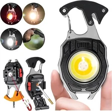 Mini Flashlight Keychain Multifunction Light Screwdriver Bottle Opener Lighter