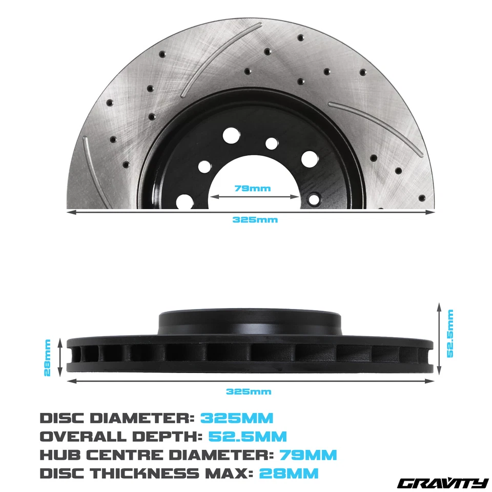 DISCOS DE FRENO DELANTEROS PERFORADOS RANURADOS 325MM BMW SERIE 3 E46 M3 3.2 00-06 - Imagen 2 de 4