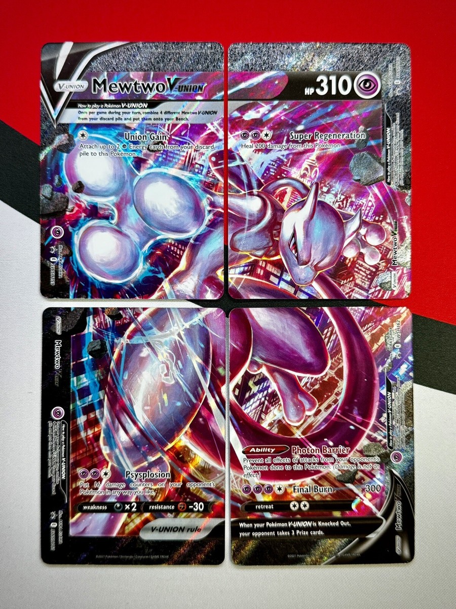 Mewtwo V Union SWSH161-64 Black Star Promo Pokémon PACK FRESH x4