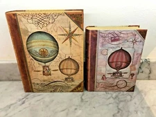 Lot of 2-Fake Book Hidden Secret Storage Box Book Shelf Decor