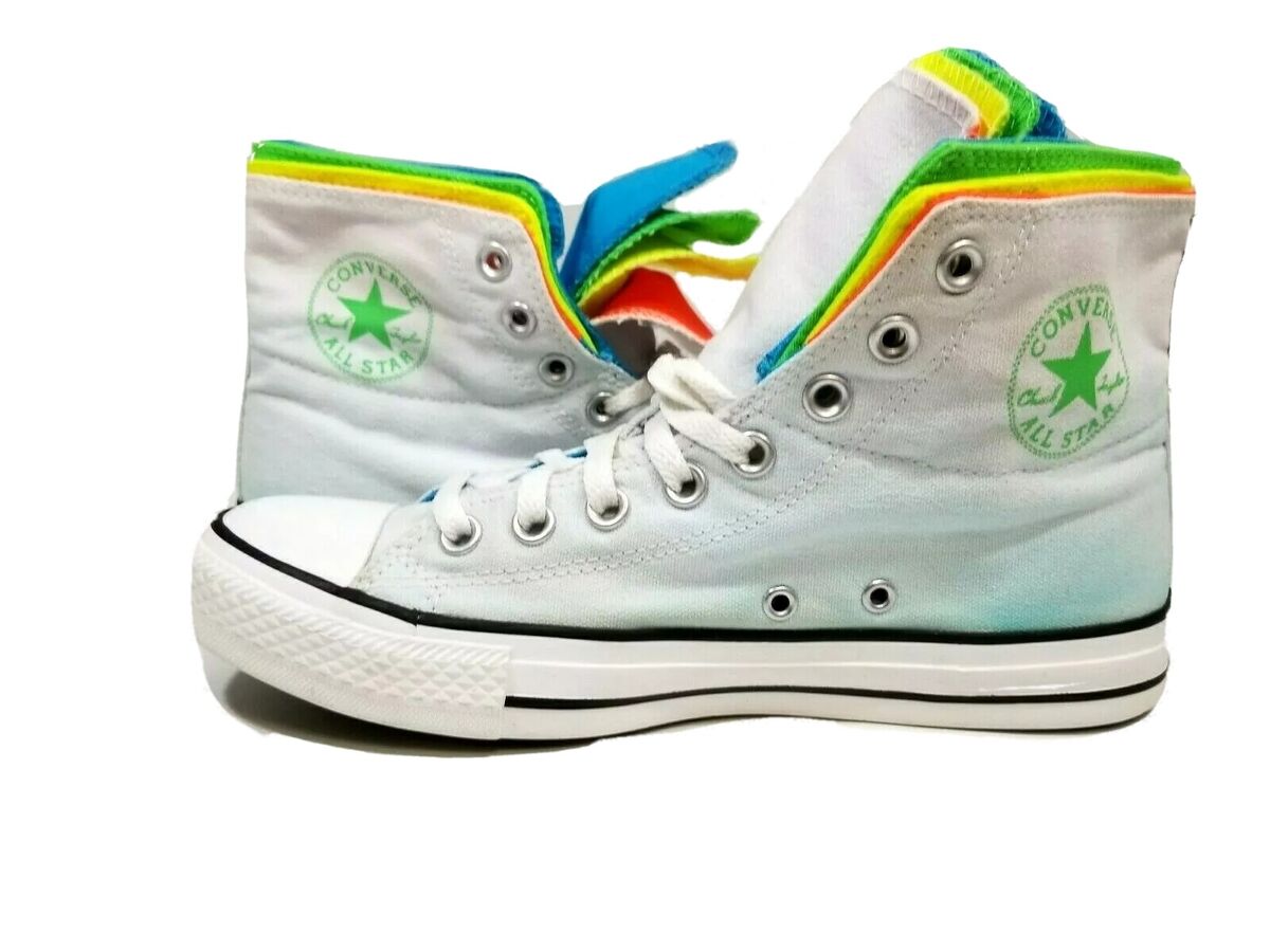 Converse Chuck Taylor Quad Fold Hi Tops Shoes White/Neon US Converse Chuck Taylor Quad Fold Hi Tops Shoes White/Neon US