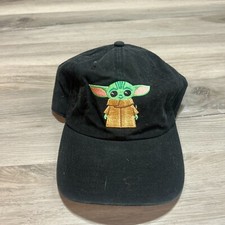 Star Wars Mandalorian Baby Yoda Strapback Hat Cap Black Movie Promo Embroidered